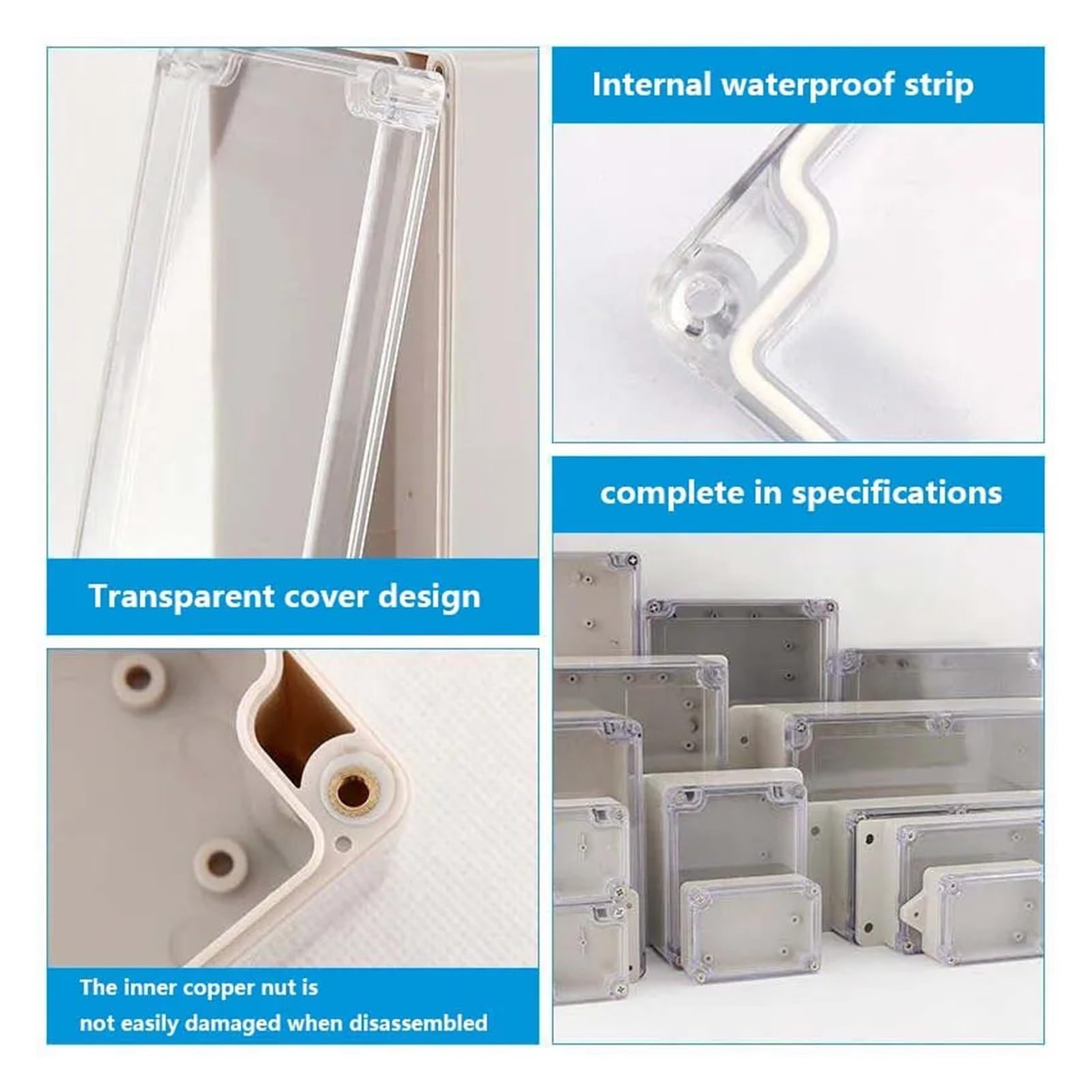 Abzweigdose IP67 Transparentes Kunststoffgehäuse for elektronische Projekte, Außeninstrumente, elektrische Projektbox, Anschlussgehäuse(AT-1525-1)