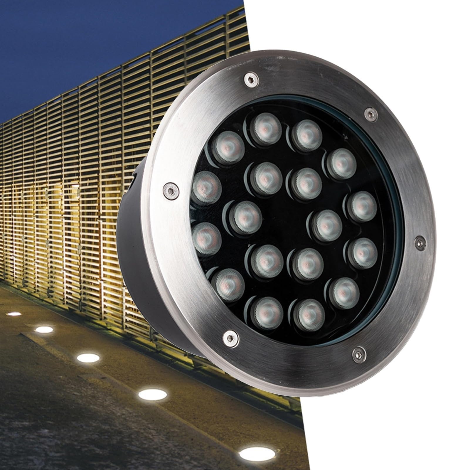 Éclairage paysager spot encastré extérieur bleu 24W étanche IP66 basse tension