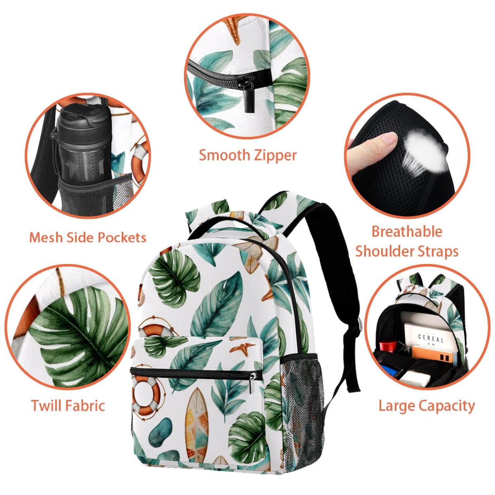 Set di zaino per la scuola con borsa per il pranzo e astuccio, set da 3 pezzi, zaino da viaggio, zaino casual per adolescenti, ragazze, ragazzi, primaria, junior, mezzo, estate, vacanze