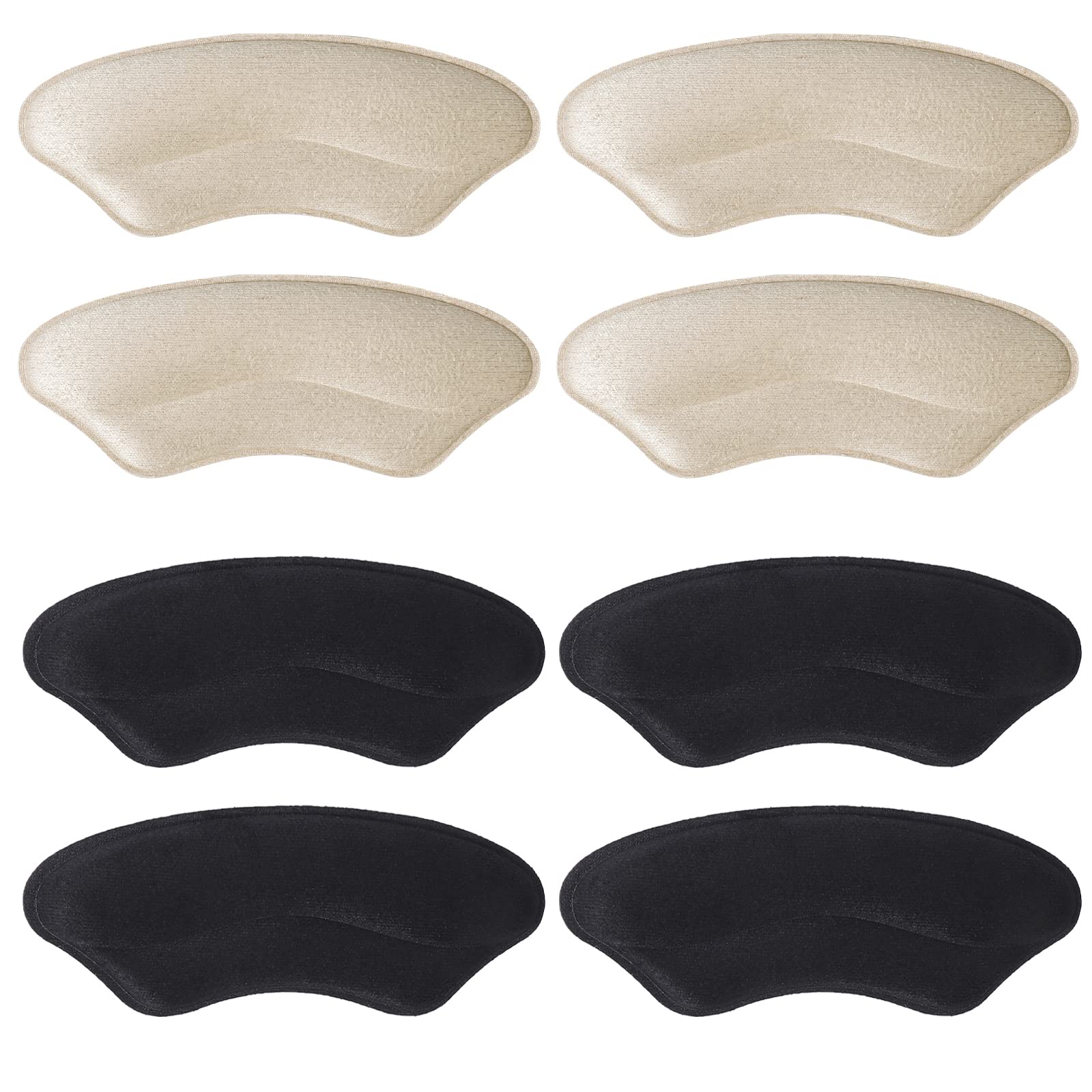 Heel Grips Liner for Loose Shoes, Heel Pads Snugs for Improve Shoe Fit and Comfort, Back of Heel Cushions Pads Insert for Women and Women (Black + Beige - 4 Pairs)