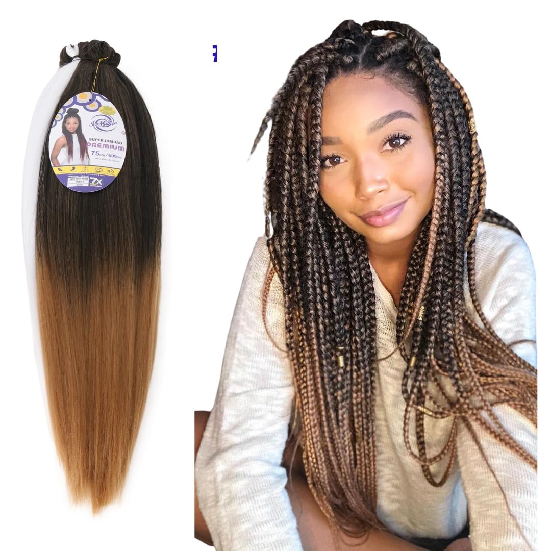 NUEVO JUMBO PREMIUM 629gr, 75CM – Extensiones para Trenzas Africanas (T1B/27 Castaño ombre)