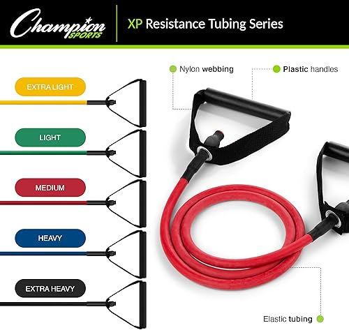 Miniatura 3 de Champion Sports Bandas de tubo de resistencia XP para hombres y mujeres, resistencia pesada, azul, banda de fitness duradera para entrenamiento de