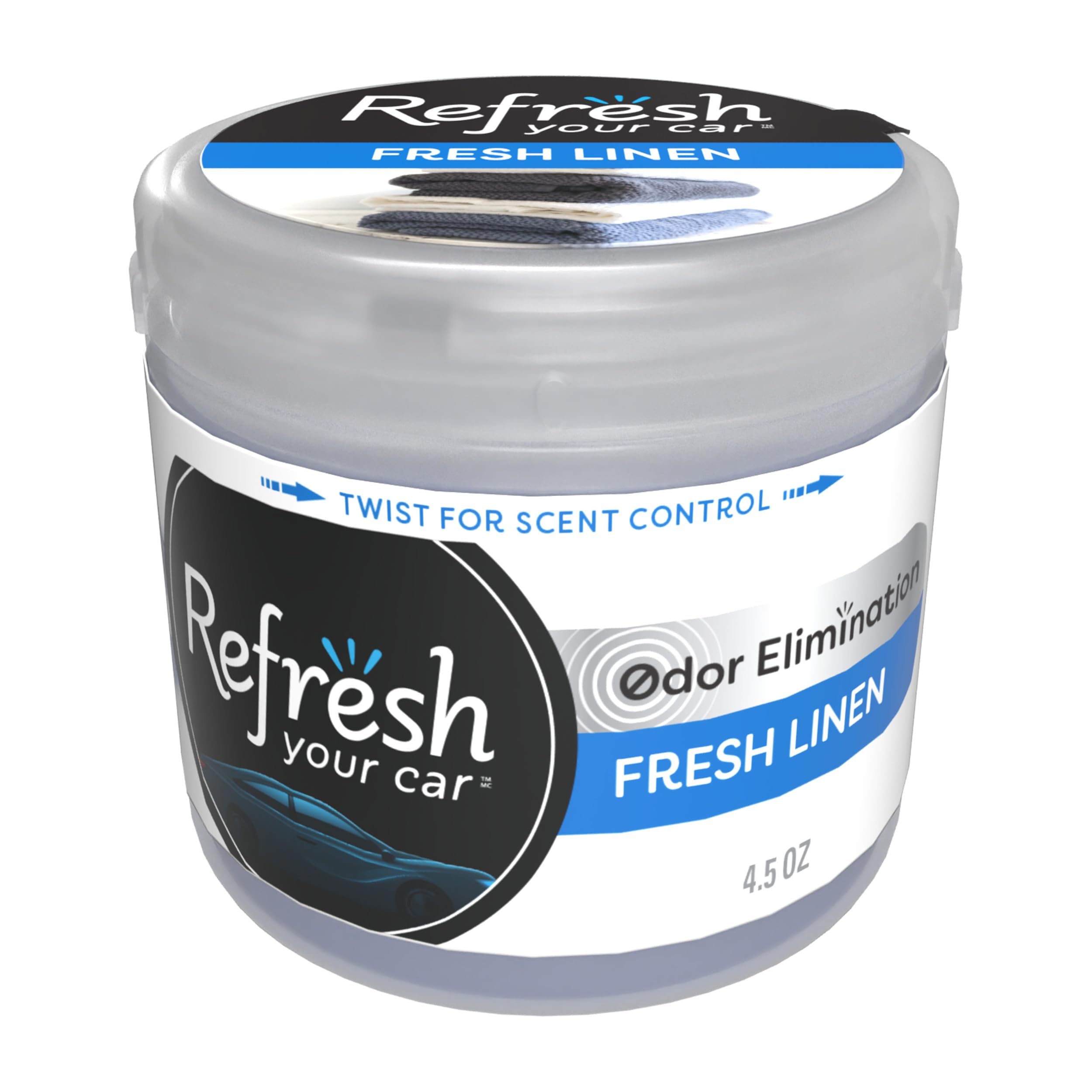 Refresh Your Car Scented Gel Car Air Freshener, Fresh Linen Car Scent