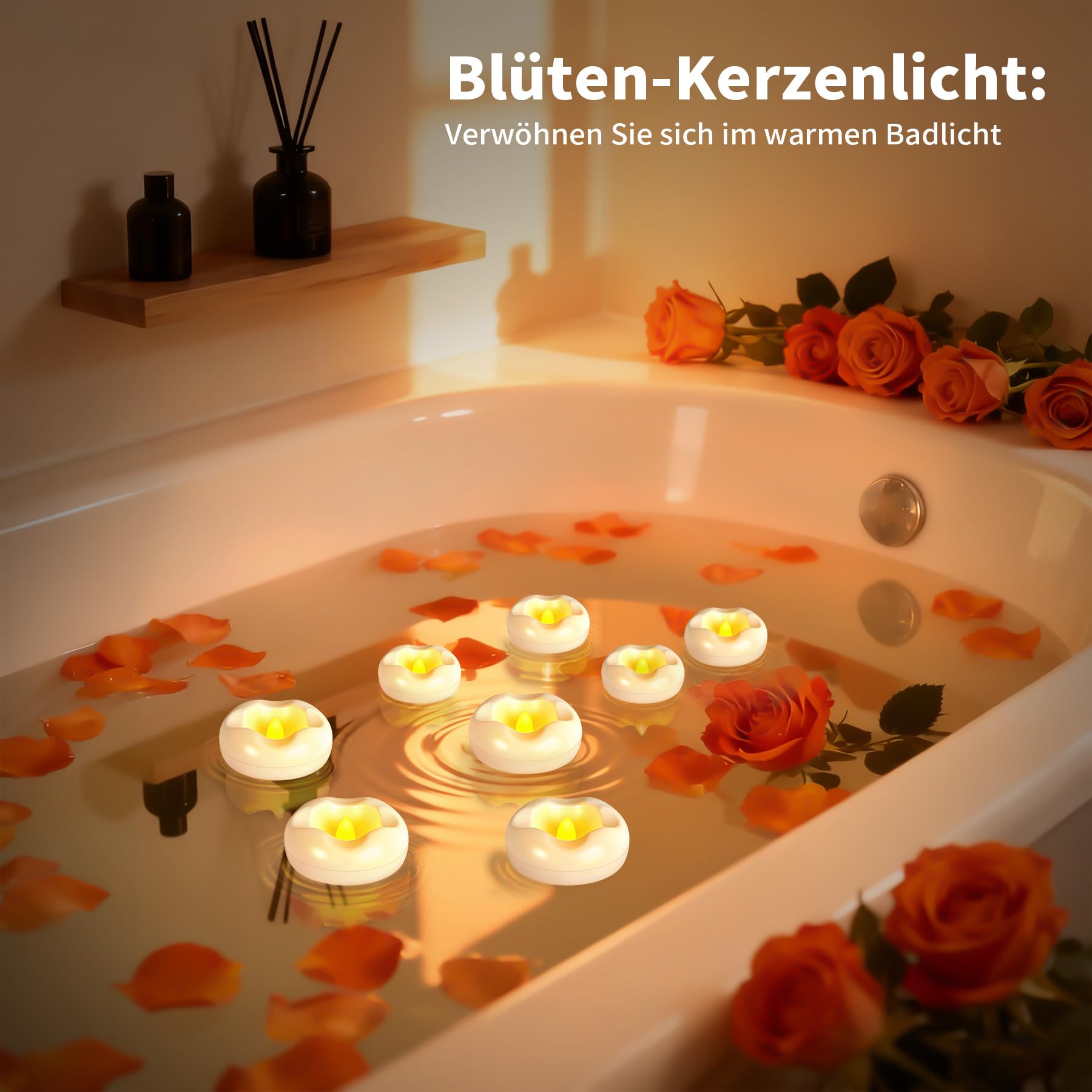 12 candele LED galleggianti impermeabili senza fiamma tremolanti, si illuminano a contatto con l'acqua, per piscina, matrimonio, vaso, decorazione della casa (5,8 cm*2,5 cm)