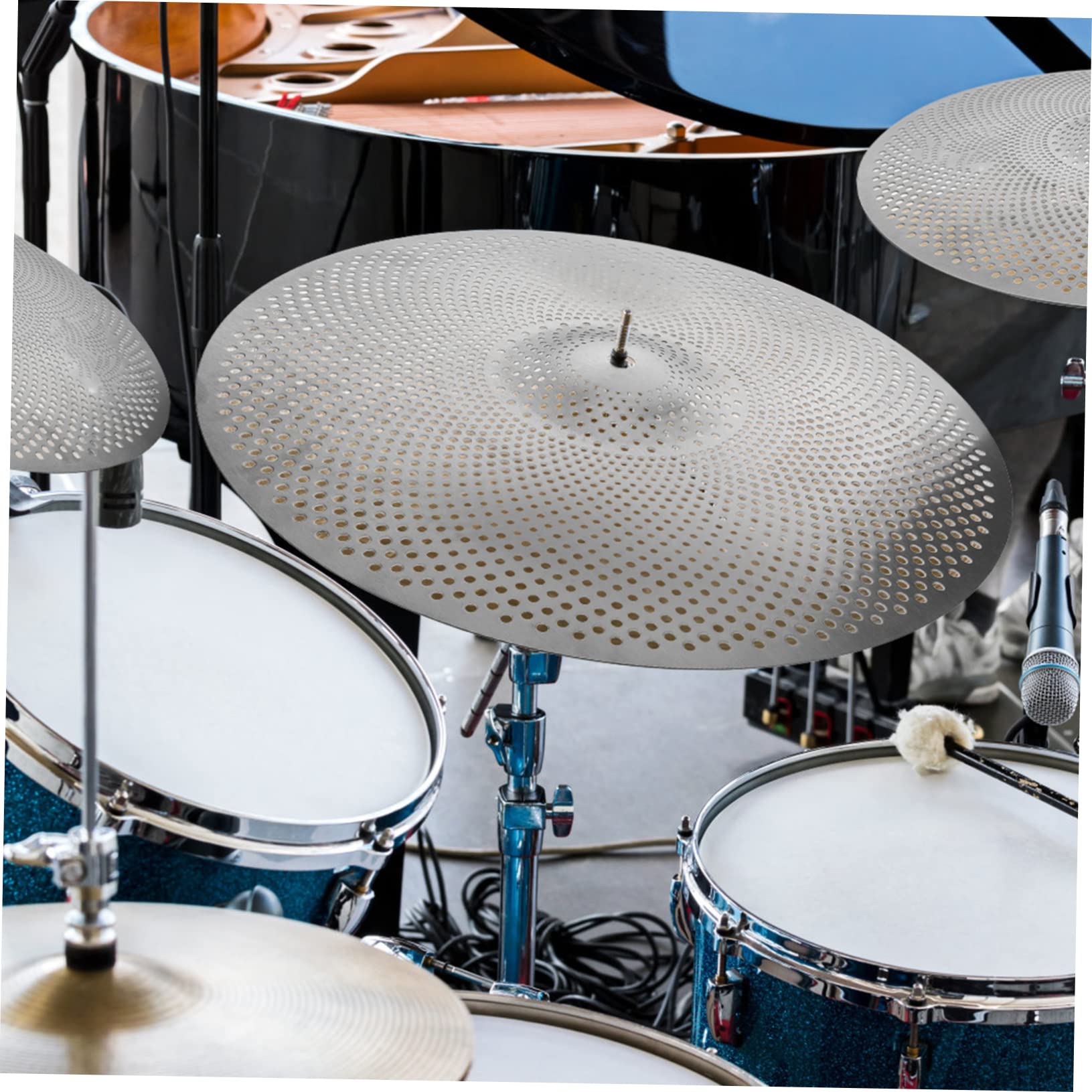Toyvian Piatti Riduzione del Rumore in Lega Argento Accessorio Speciale per Drum Kit per Batteria da 14 Pollici per Esercitazioni Silenziose e Sostituzioni