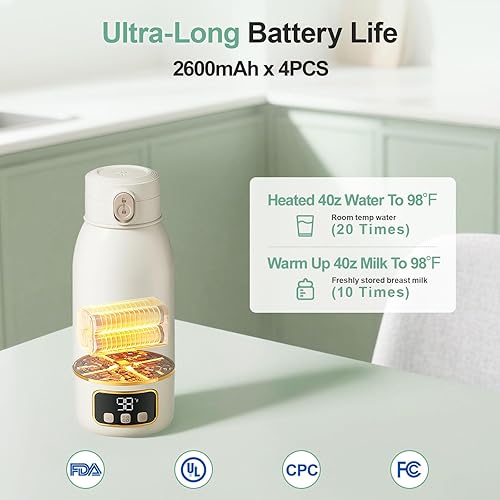 Miniatura 4 de Calentador de botellas portátil para viajes, calentador de fórmula sobre la marcha, calentador de leche para sopa de agua de leche materna, con