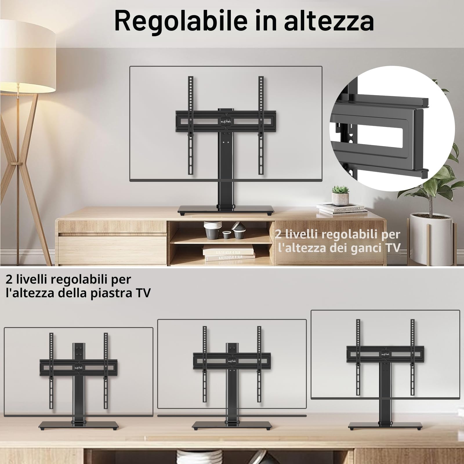 Suptek Supporto TV universale girevole da tavolo per schermi 26-55" 45kg VESA 400x400 mm TS202