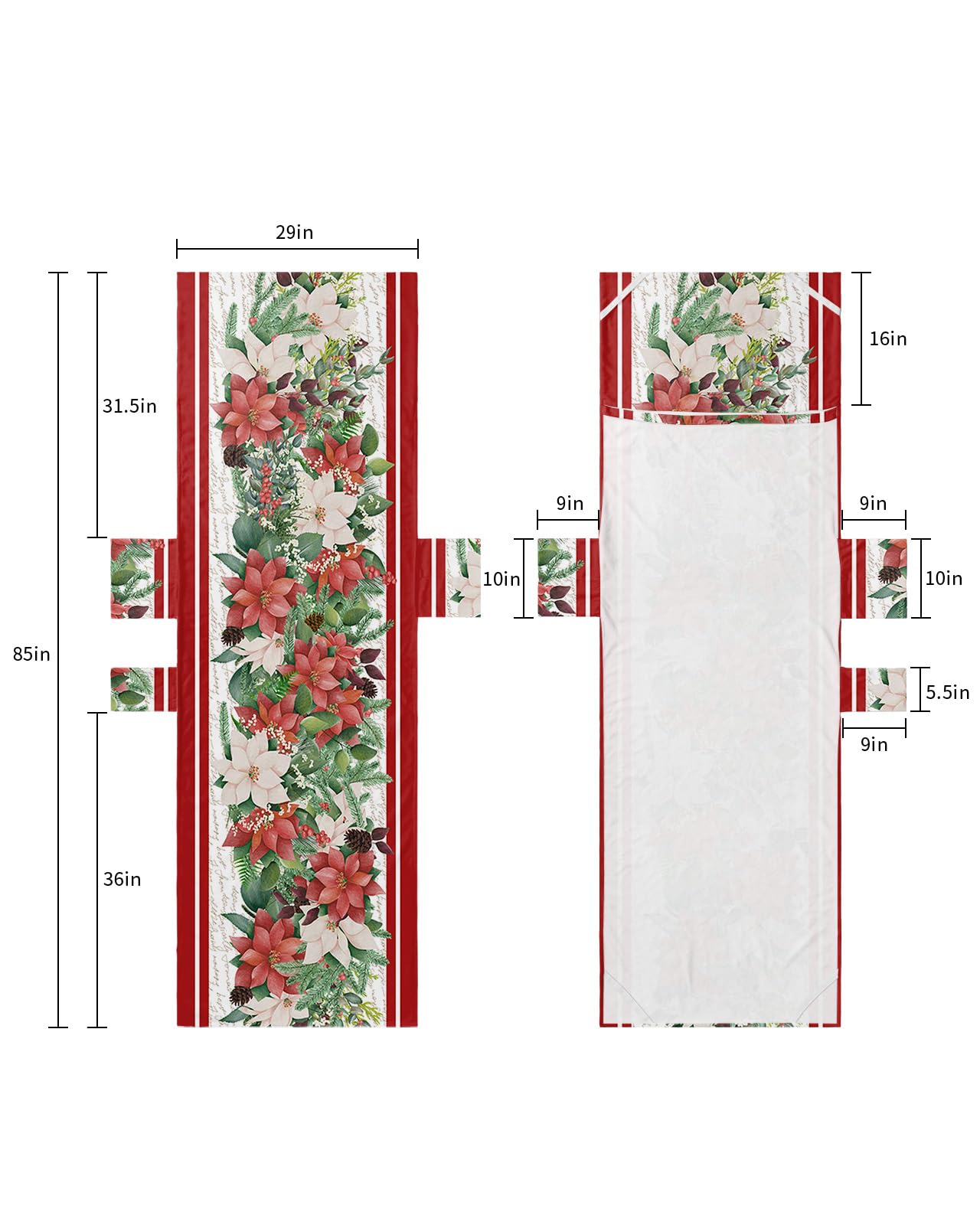 Christmas Poinsettia Beach Lounge Chair Towel Cover, Soft Chaise Lounge Towel with Side Pockets Patio Pool Chairs Cover for Beach/Pool Sunbathing 29x85 Red Pink Xmas Botanical