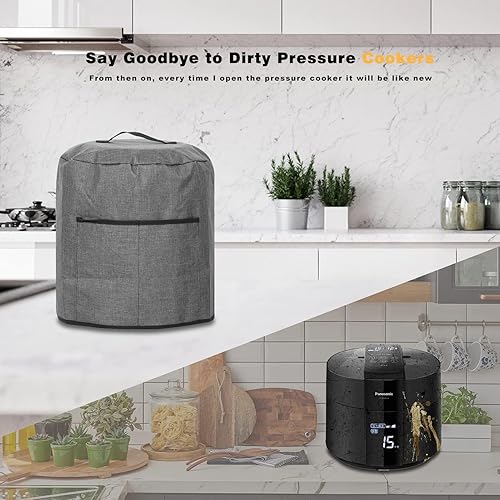 Miniatura 3 de Funda para olla a presión, cubierta protectora redonda para freidora de aire, con asa superior y 2 bolsillos para olla a presión eléctricaolla