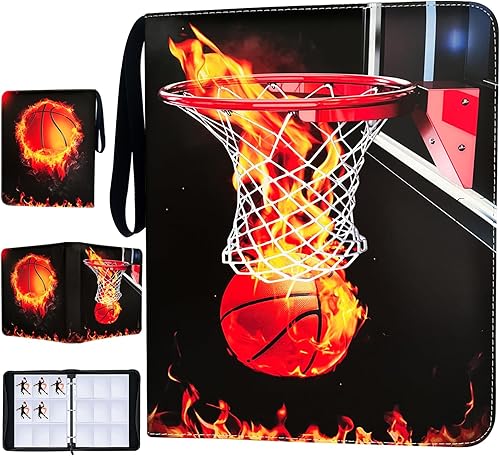 Carpeta de tarjetas de baloncesto con mangas, 900 bolsillos para tarjetas intercambiables, 9 bolsillos con 50 fundas extraíbles con cremallera,