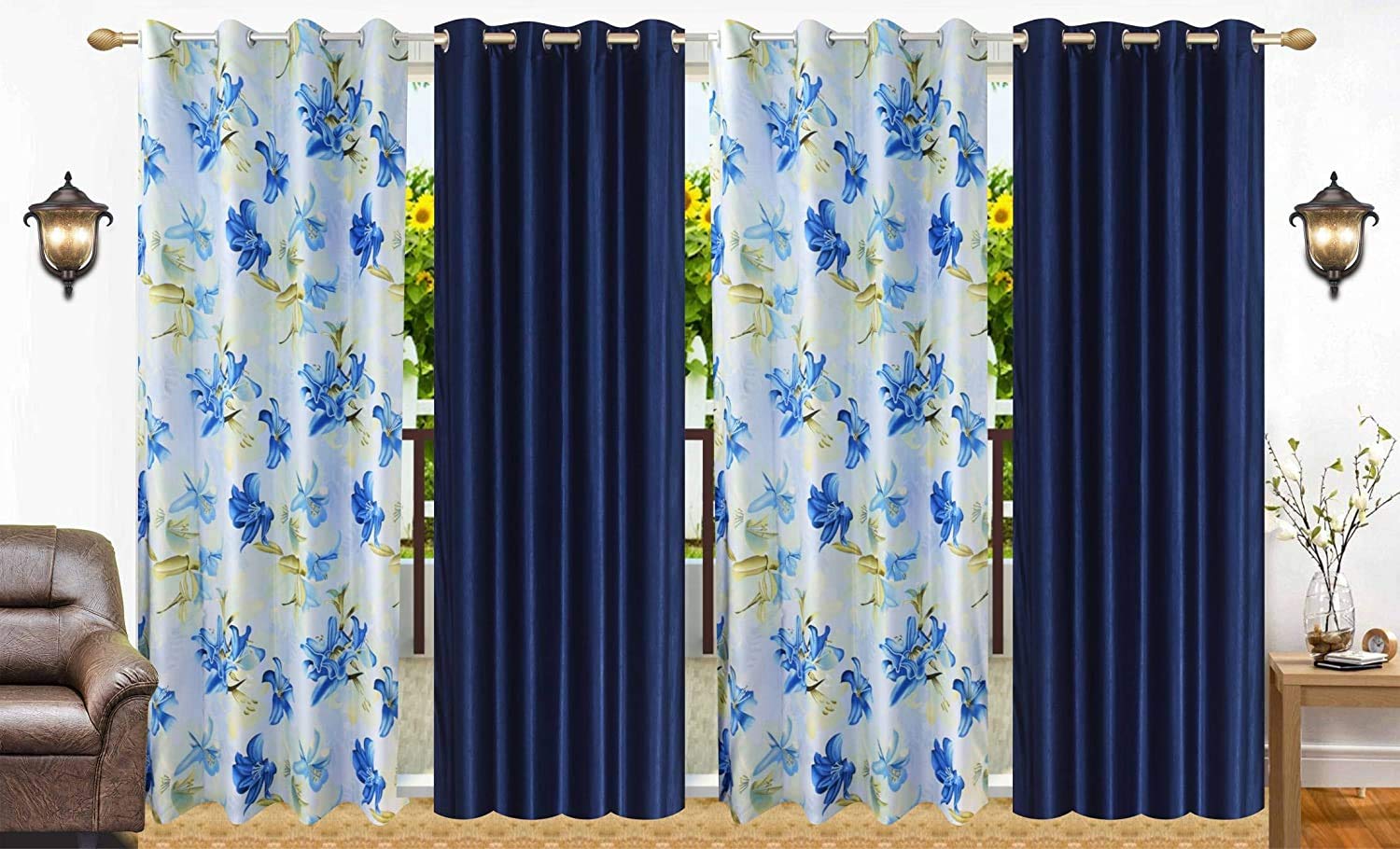 See full amazon price history chart for Soulful Creations 4 Piece Combination Polyester Grommet Curtain (Blue, Door 7 FEET) Soulful Creations 4 Piece Combination Polyester Grommet Curtain (Blue, Door 7 FEET) (B08T1GCTQX) Amazon Price History, Amazon Price Tracker
