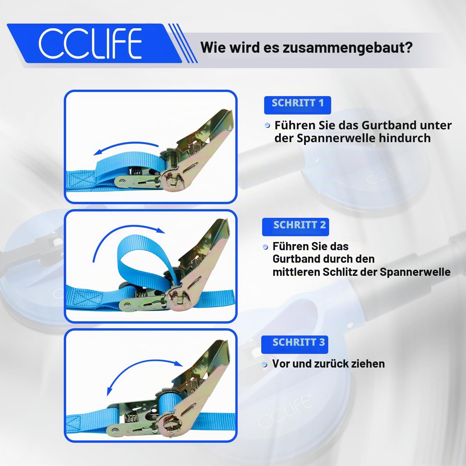 CCLIFE 2tlg Gummisauger Saugheber Glassauger Saugnapfhalter 120KG Tragkraft mit Sicherungsgurt Windschutzscheiben Reparaturset KFZ