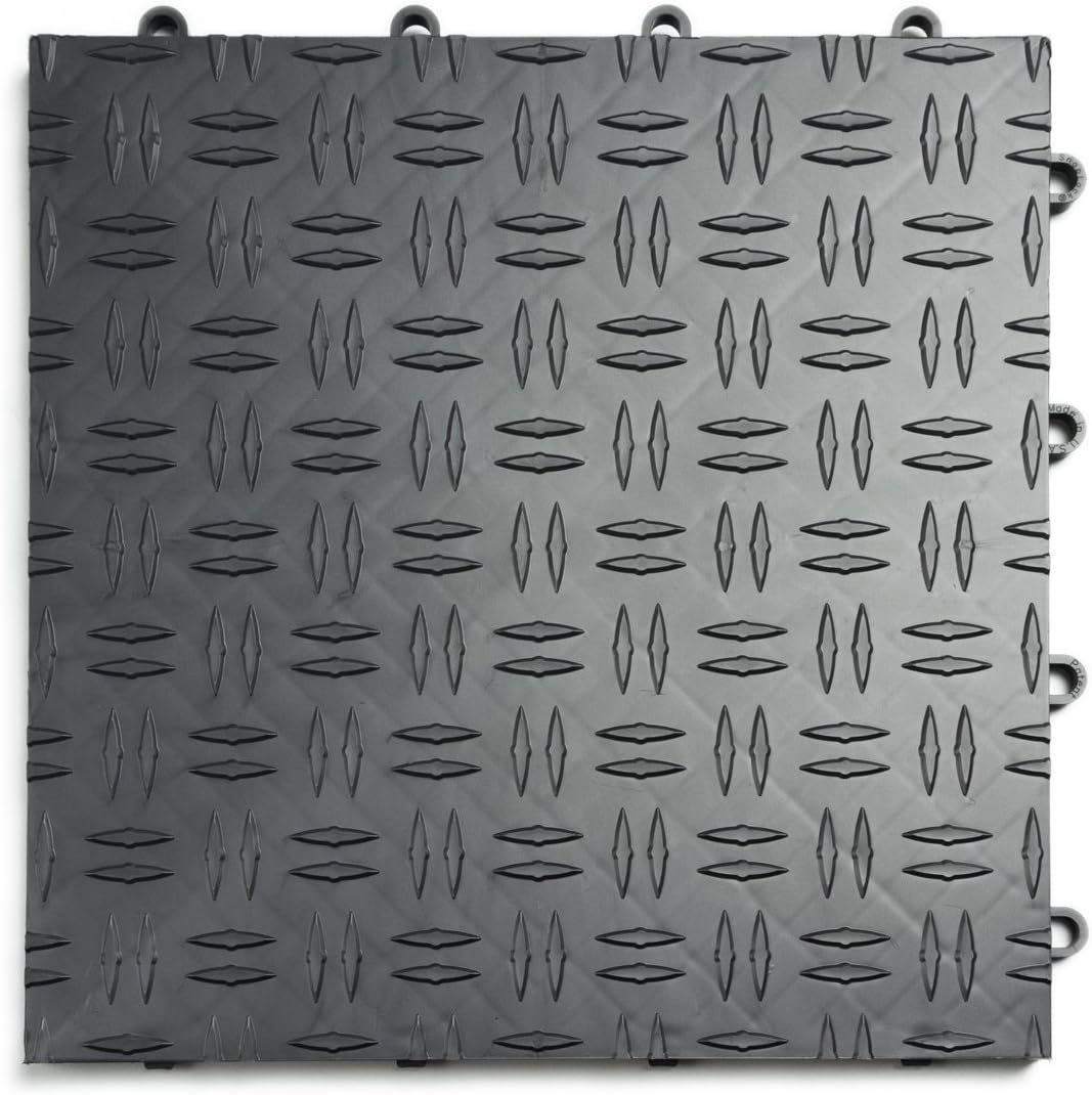 GarageTrac G90024GRPH Diamond Interlocking Modular Garage Flooring Tiles Durable, 24 Pack, Graphite, Piece