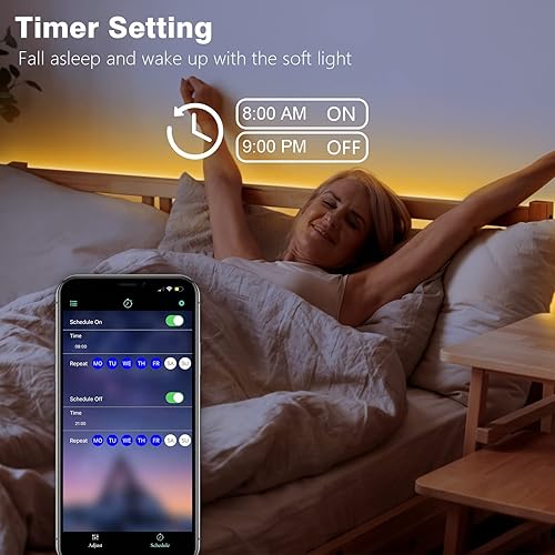 Miniatura 8 de COB - Tira de luz LED blanca cálida para enfriar, 2700K-6500K, tira de luz COB blanca brillante de 16.4 pies con control remoto y aplicación, 24 V