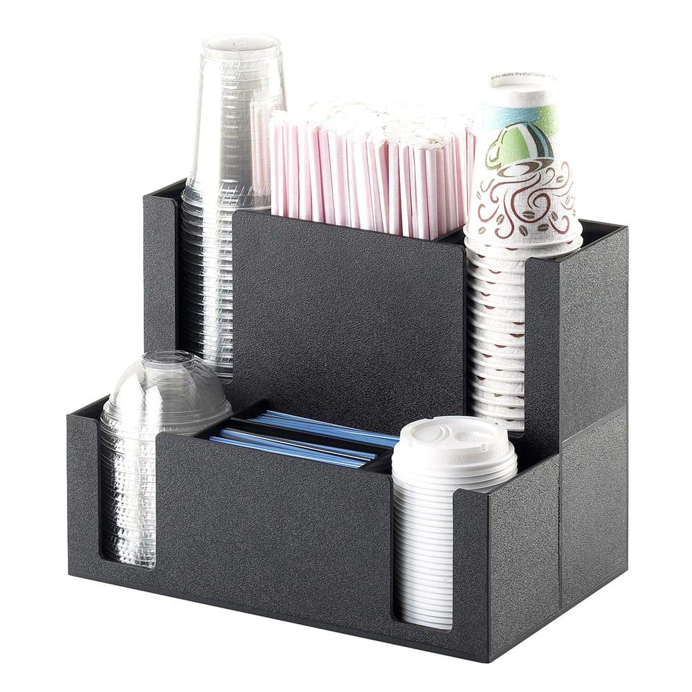 Classic Cup/Lid Organizer with Straw/Stir Stick Holder by CAL-MIL – 14 1/2W x 8 3/4D x 10 3/4H, Multicolor, Model 2041