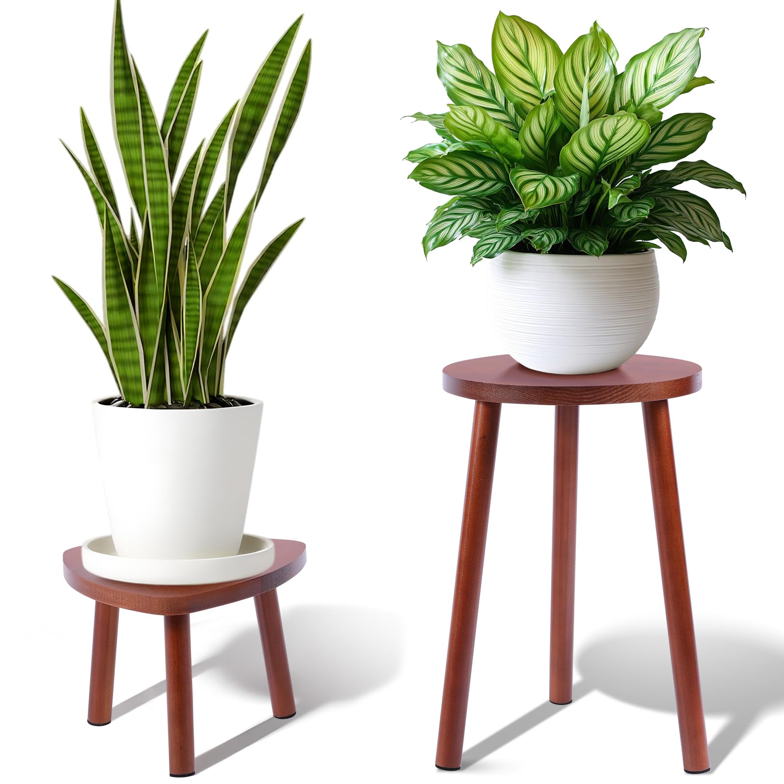 Yedcxup Plant Stand Indoor,2 Pack Single Plant Tables Indoor,Planter Stand,Multi-purpose Plant Shelf for Living Room Balcony Garden Patio Office,Walnut