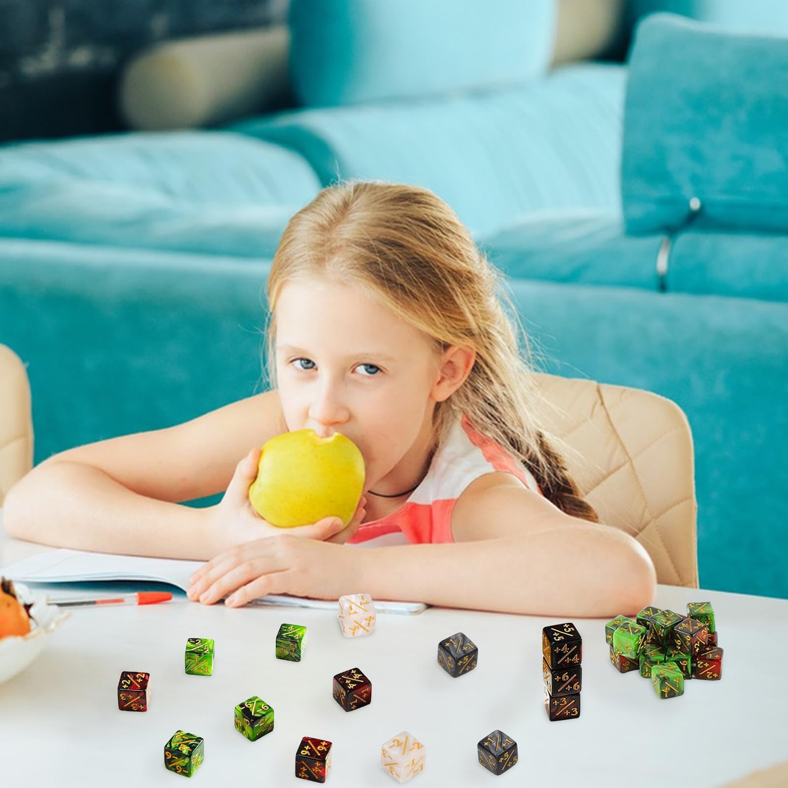 INHEMING 24 Pièces Compteurs De Dés Dés De Jeton Dés D6 Dés De Fidélité Cube Compatible Avec MTG, CCG, Accessoire De Jeu De Cartes