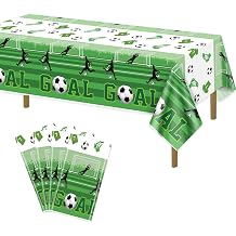 4 Pack Soccer Party Tablecloths - Disposable Plastic Soccer Theme Table Cover for Kids Soccer Themed Birthday Party Decorations, 51x107 Inches