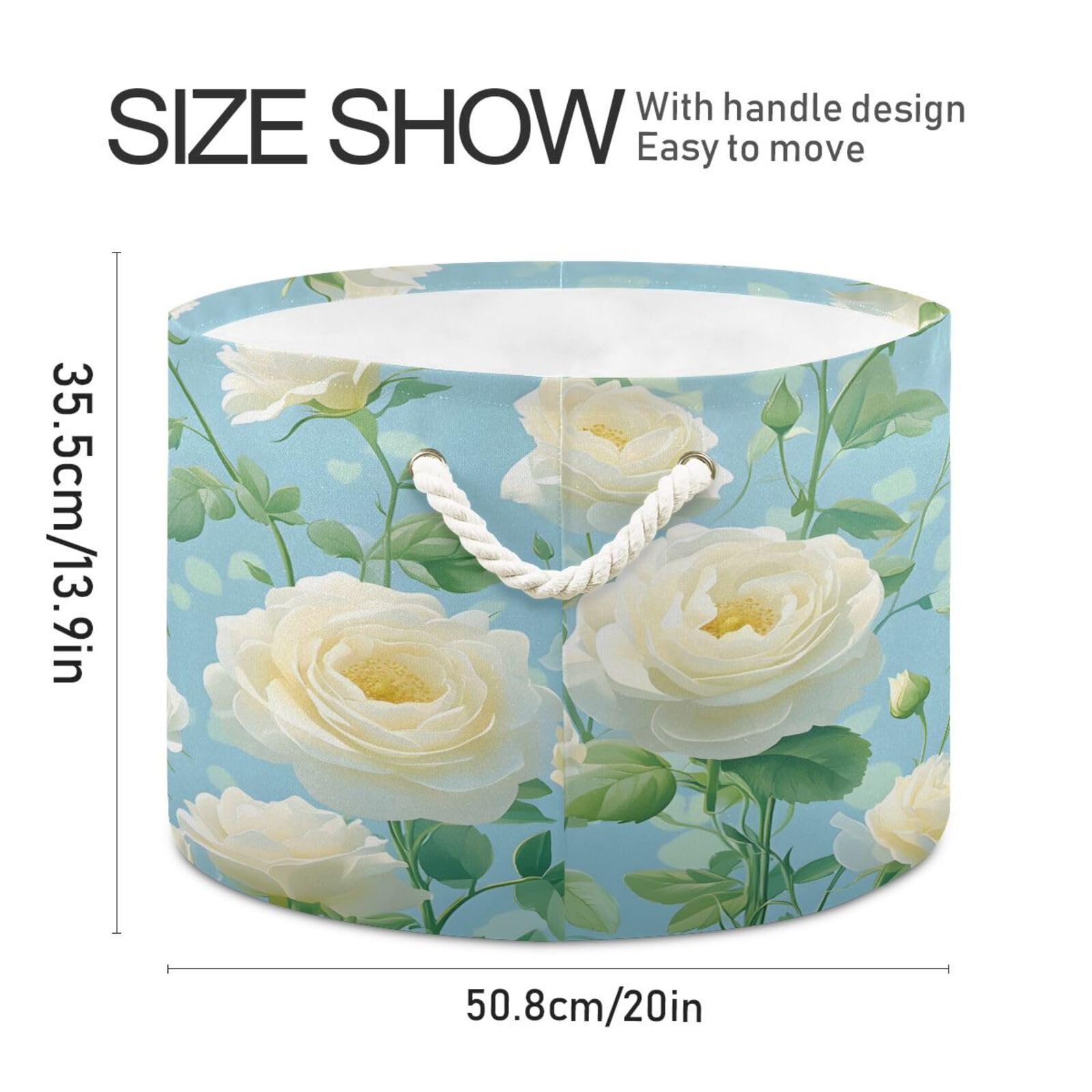 DUOBU Large Cotton Rope Basket Round Storage Basket Rose Laundry Hamper for Toys,Blankets,Nursery,Laundry 20x14 in