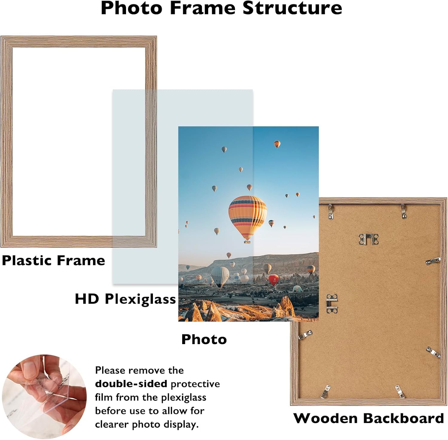 jcjmy 10x14 rustic brown picture frame set of 3, horizontal and vertical formats for wall hanging, 10 x 14 wall gallery poster photo frames with shatter resistant plexiglass, 3 pack, rustic brown rustic brown 10x14 inch