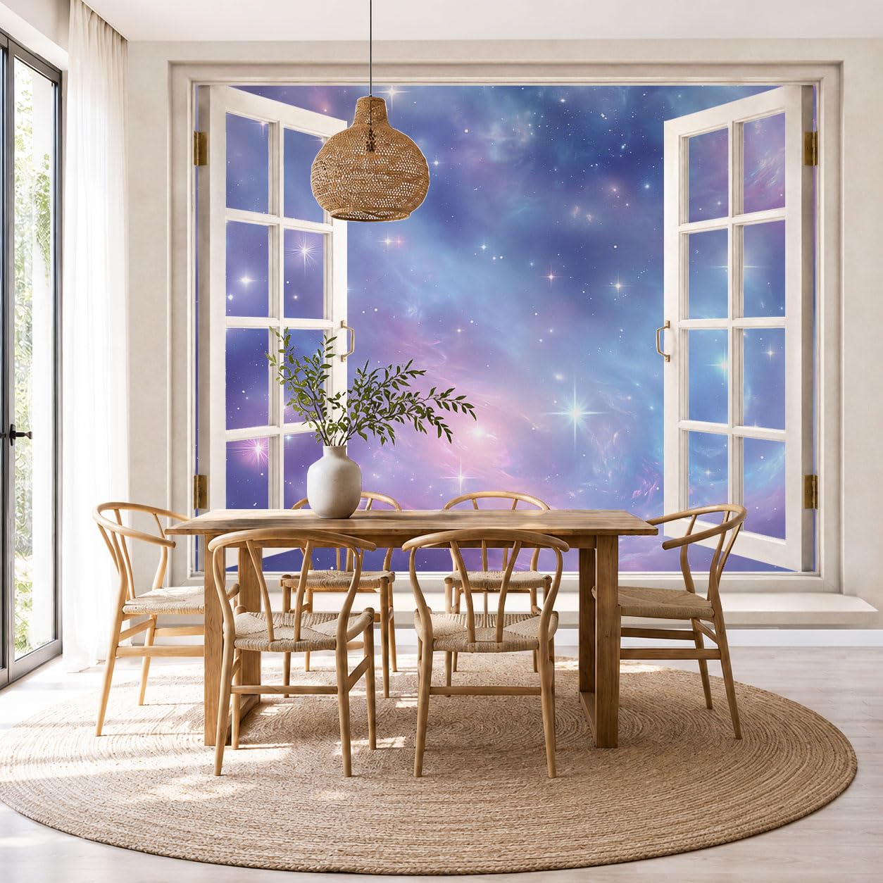 Papier peint panoramique ciel étoilé galaxie univers brillant pour mur
