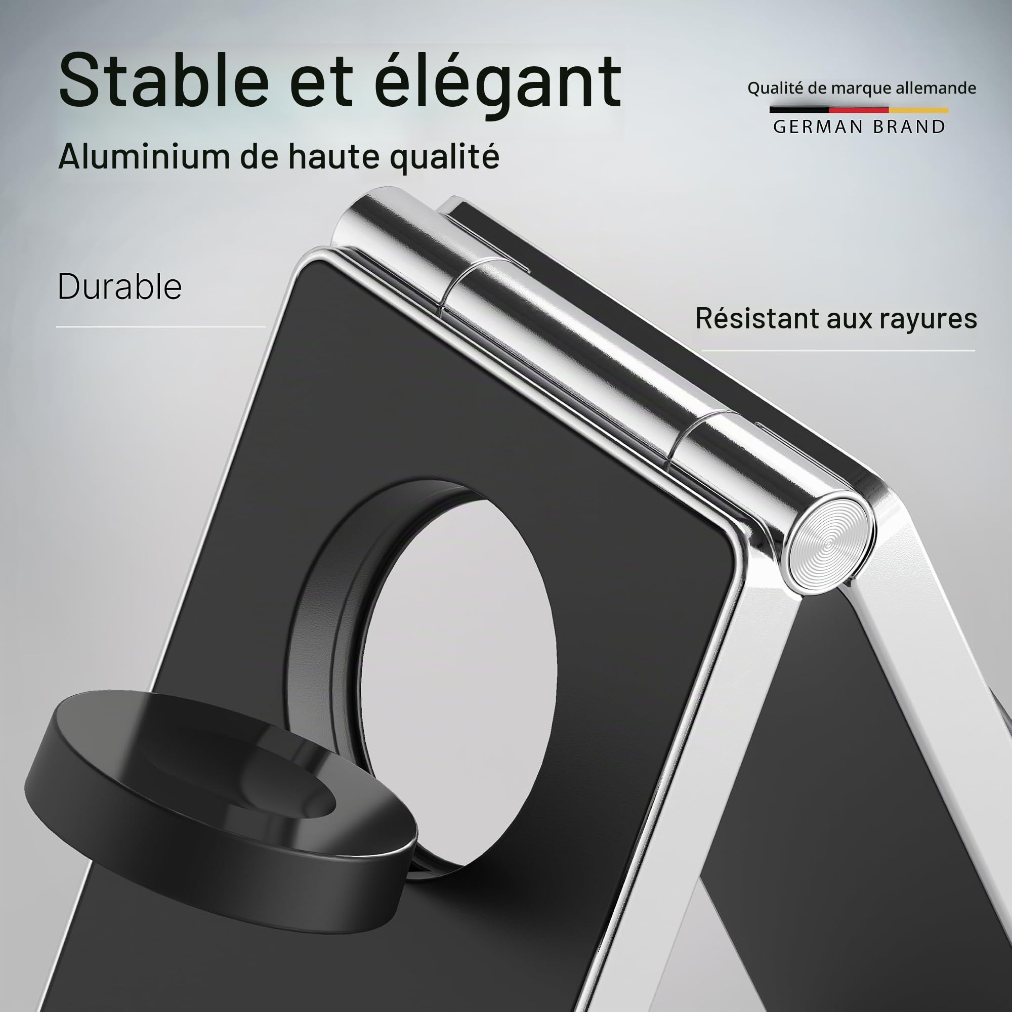 Chargeur à Induction 3 en 1 Compatible MagSafe en Aluminium – Station de Charge Apple pour iPhone, Apple Watch et AirPods – Support Pliable avec Adaptateur 20W, Charge Rapide
