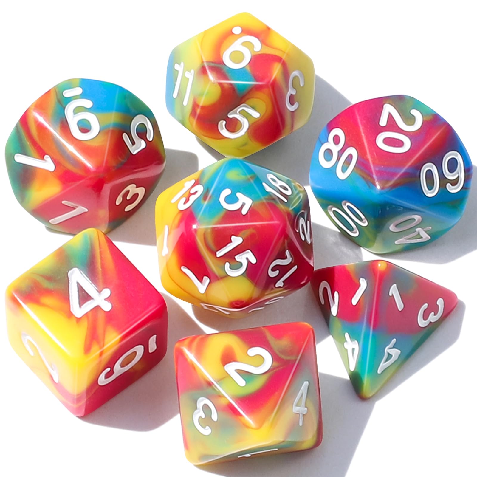 CiaraQ DND Polyhedral Dice Set for Dungeons and Dragons RPG MTG Role Playing Table Games-with 1 Dice Pouch (Rainbow)
