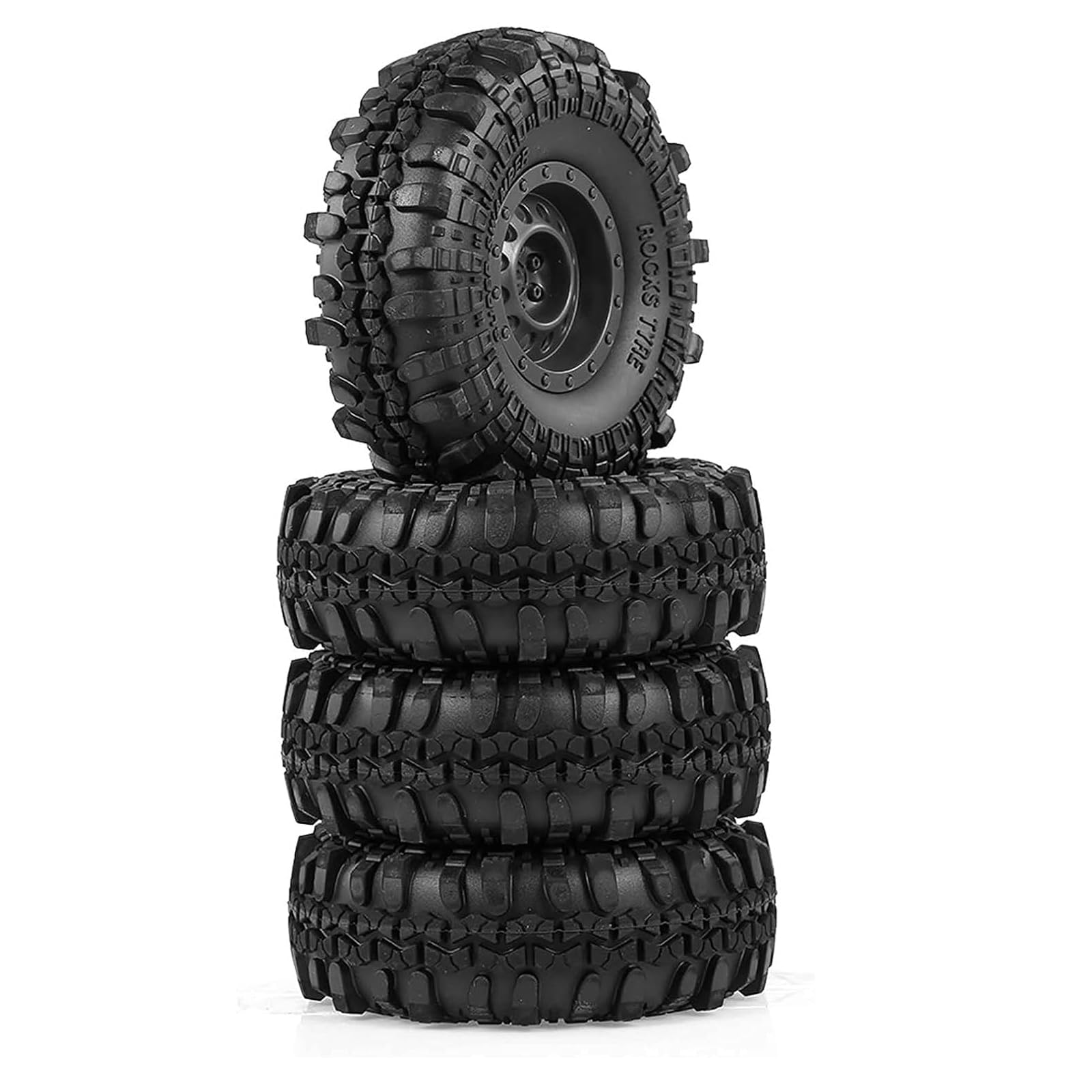 KINGCOO Juego de 4 ruedas de 110 mm, llantas de plástico de 1,9 pulgadas, llantas y neumáticos de goma para 1/10 RC Rock Crawler Auto Parts para Axial SCX10 Tamiya TRX-4 TRX-6 D90 D110 CC01 TF2