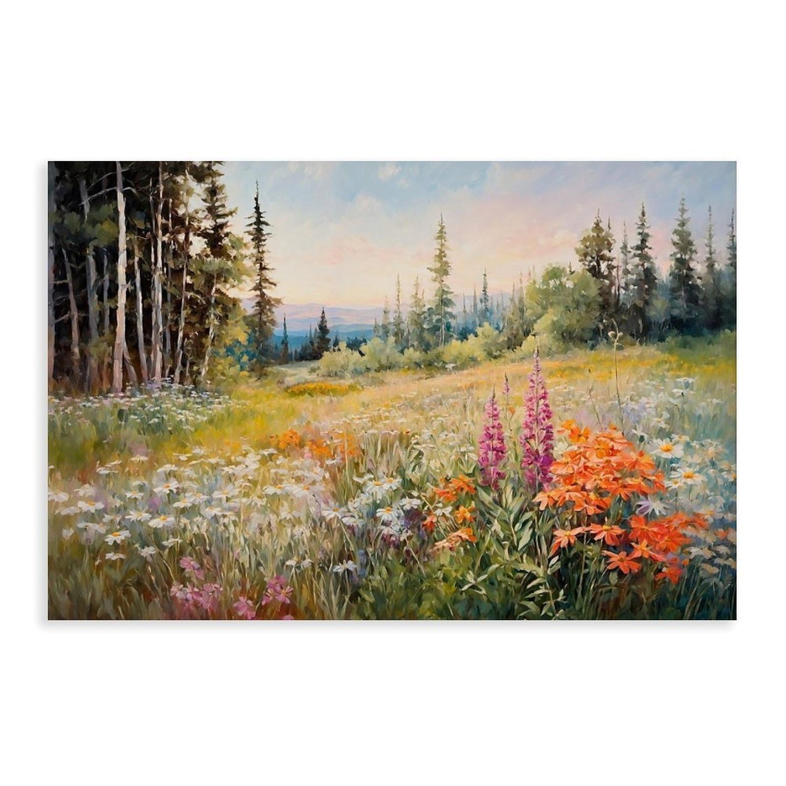 Bareronor Wildflower Field Canvas Poster for Dorm Room Decor Gift