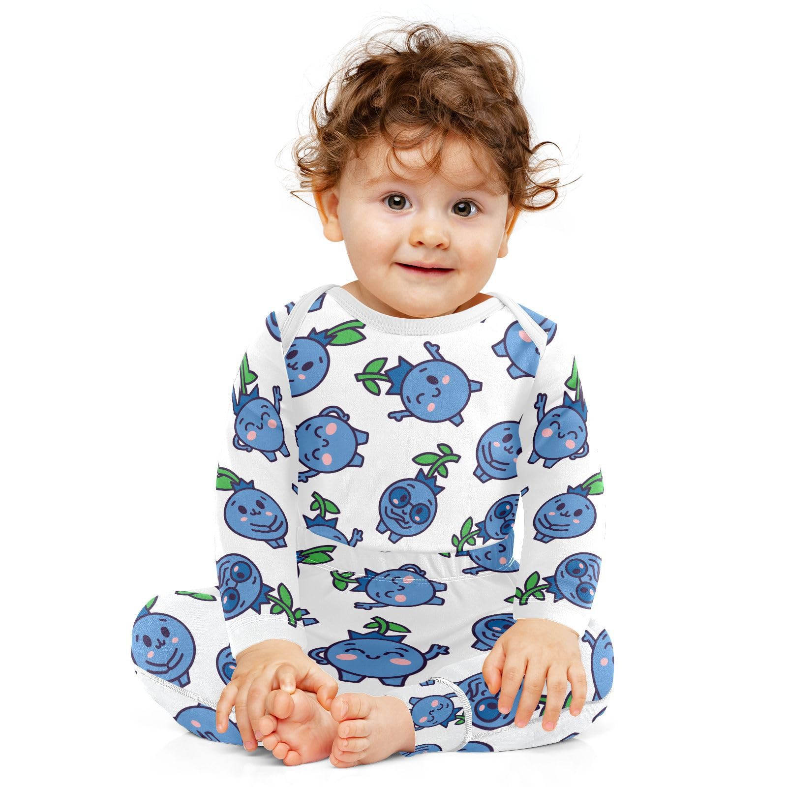 vvfelixl Baby Bodysuits Pants Sets Blueberry Different Emotion Long Sleeve Baby Onesie Clothes for Boys Girls 3-6M