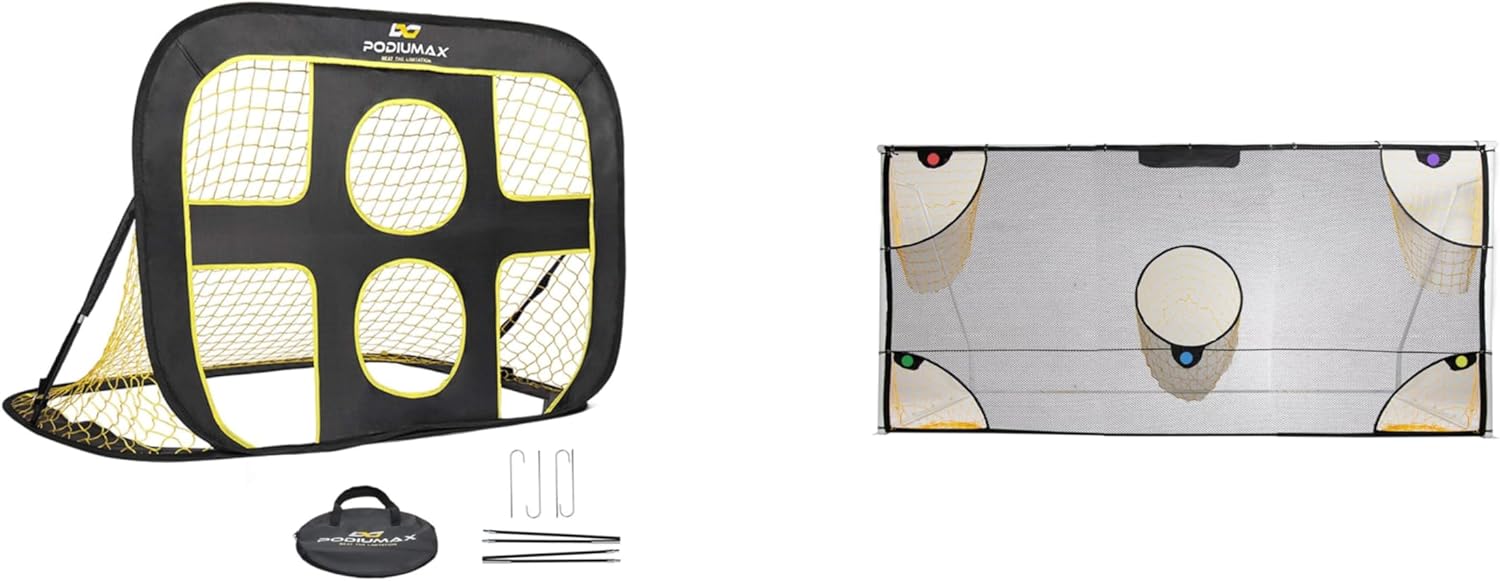 PodiuMax Soccer Net 12 x 6ft and 2 in 1 Pop Up Soccer Goal