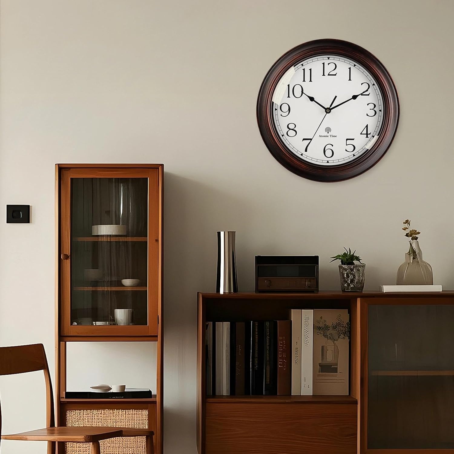 KECYET Atomic Wall Clock 10 Inch, Silent Non-Ticking Vintage Clock Battery Operated Classic Analog Decorative for Kitchen, Living Room, Office, Bedroom, Bathroom (Bronze)