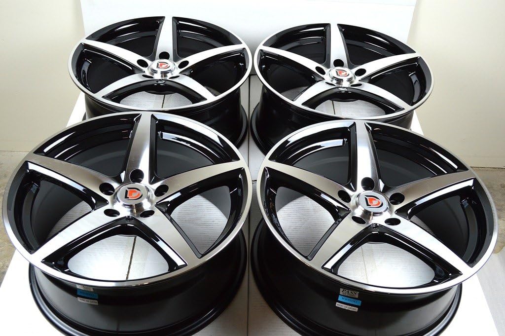 17" Wheels Rims ddr st1 Black with Polished Face Finish 17x7.5 5x114.3 38mm Offset 5 Lugs 5x4.5" (Set of 4)