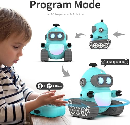 Miniatura 2 de GILOBABY Juguetes robóticos para niños, robot recargable de control remoto para niños, robots RC programables con ojos LED, cabeza y brazos