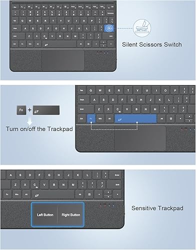 Miniatura 6 de MoKo Microsoft Surface Go Type Cover - Teclado Bluetooth inalámbrico ultradelgado ligero con cable de carga micro USB y batería recargable