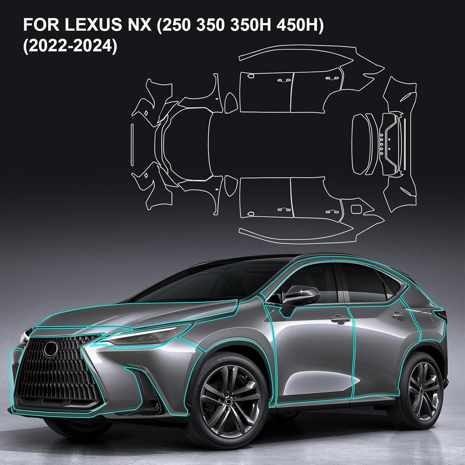 PPF Precut Gloss Clear Car Paint Protective Film for Lexus NX 2022-2024 Self Healing TPU HD Film Scratch Protector Exterior Accessories (Doors 4Pcs)