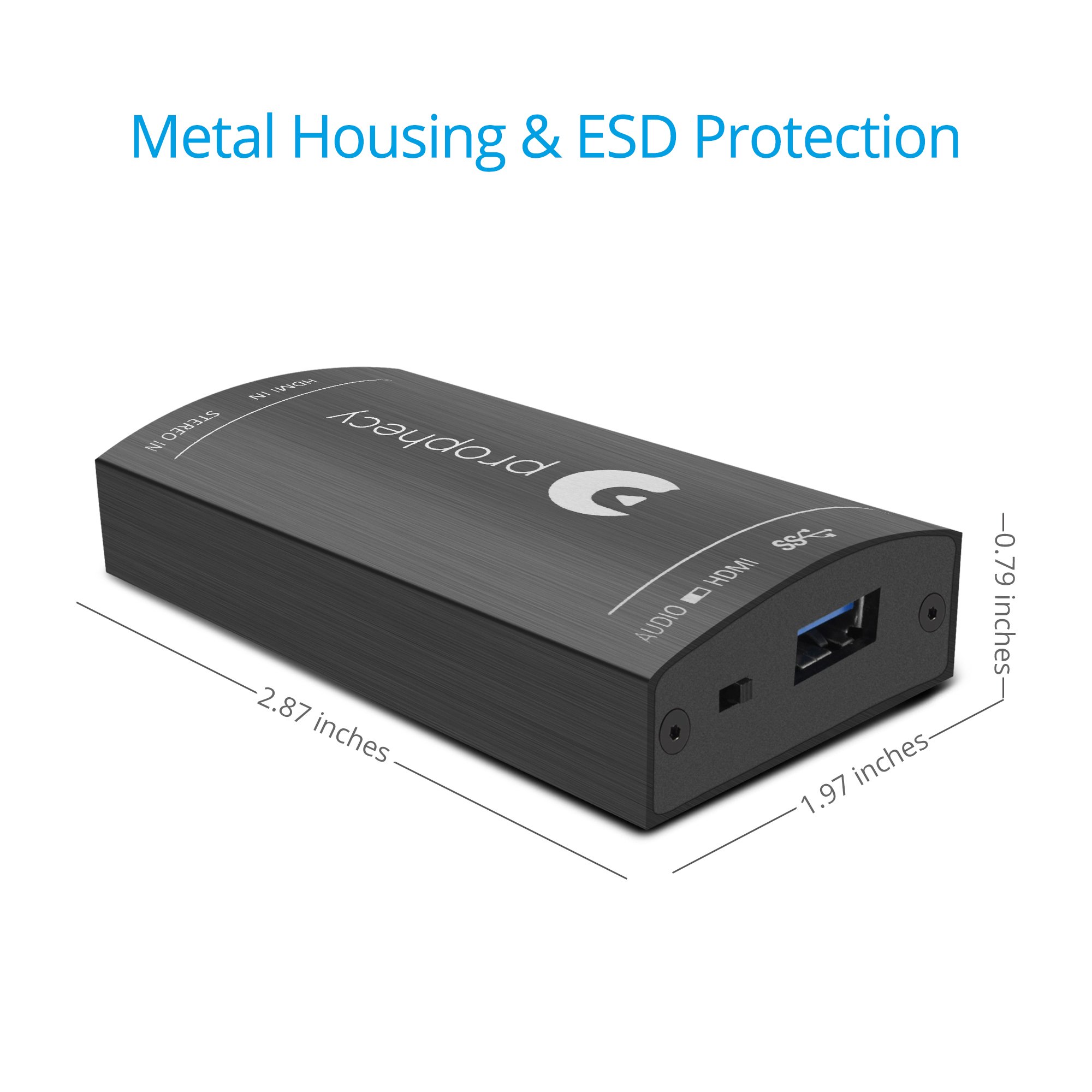 gofanco Dispositivo de Captura de vídeo USB 3.0 HDMI con Audio, Capturar, transmitir, Compartir Juegos, 1080p @60Hz, Baja latencia para la Serie Xbox, PS4, Captura de Juegos, Compatible con TAA Negro