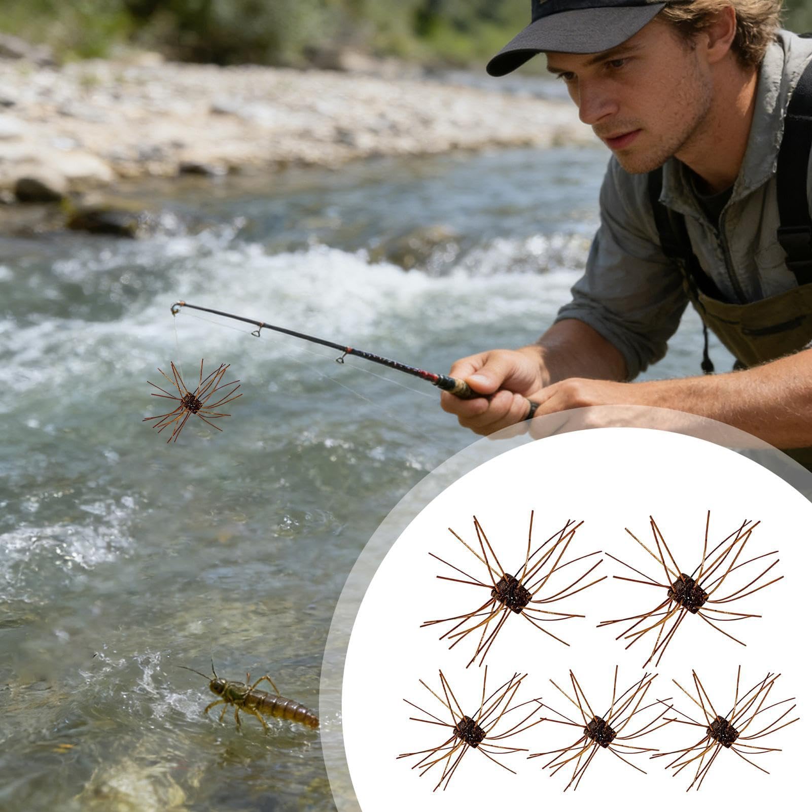 Flauschiger Würfel Angelköder Für Barsch 5 Stück Seeigel Langsam Sinkend | Seeigel-Köder Für Angler und Einsteiger, im Freien, an Flüssen, Bächen, Stauseen und entlang der