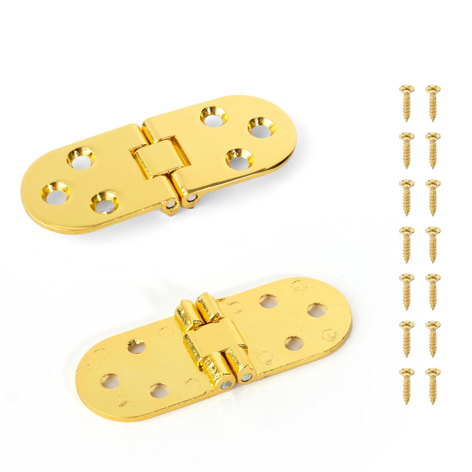 180 Degree Flip Folding Hinge 2pcs 180 Degree Foldable Flap Screw-On Hinges Rounded Corner for Folding Table Cabinet Door for Folding Tables Cabinets Wardrobes(Gold)