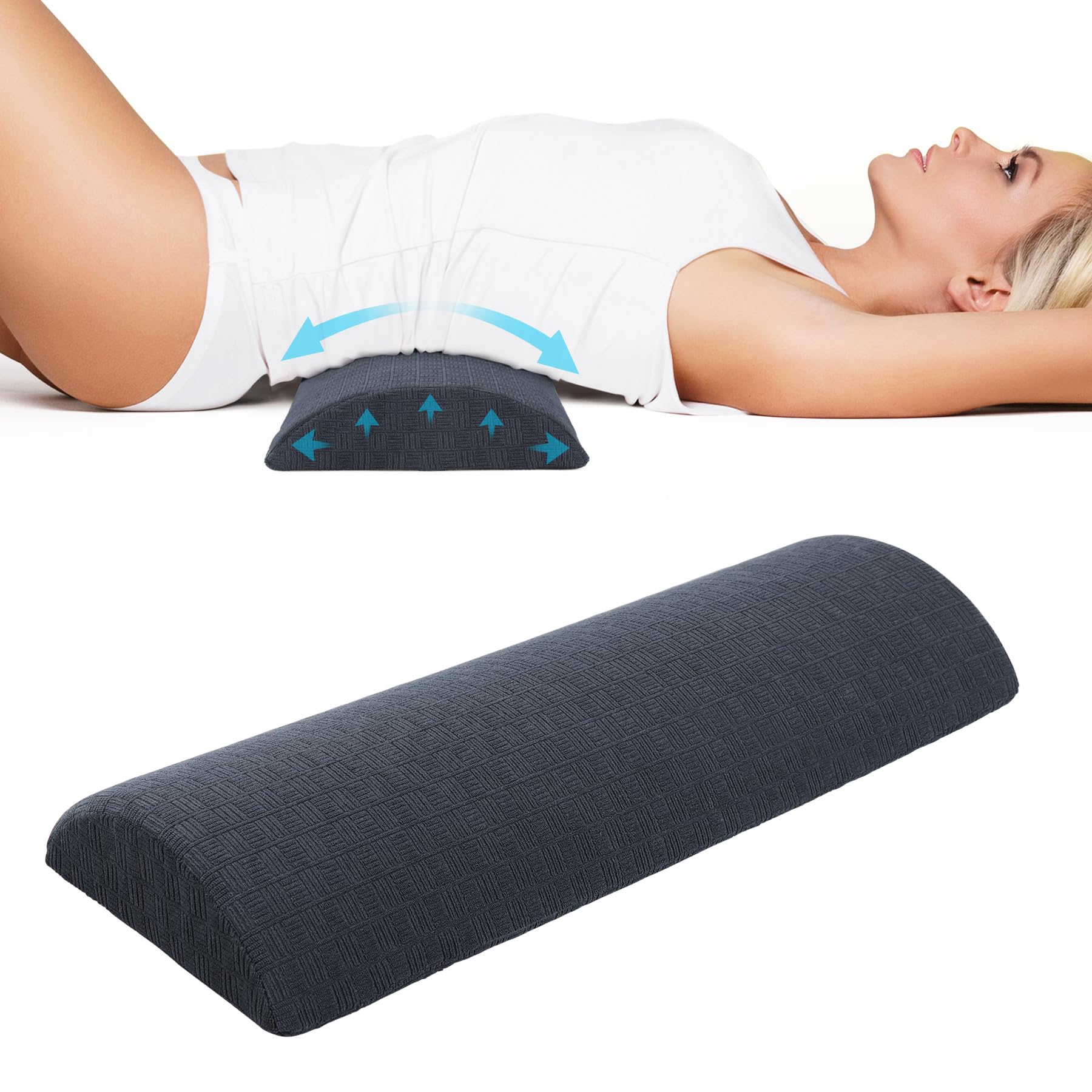 Photo 1 of Cozyhealth - 3.15"H*23.6"L - Soft Lumbar Pillow for Sleeping, Memory Foam Back Lumbar Support Cushion for Lower Back Pain Relief Bed Waist Sleep Support Pillow for Side, Back Sleeper(Dark Grey, Large)