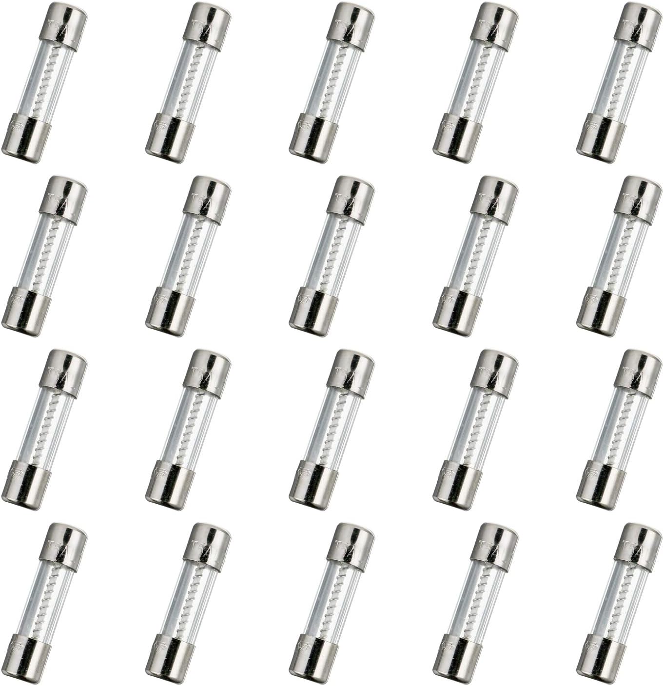 T5AL250V 20 Pcs 5x20mm slow blow glass fuse 5A 250V 0.2 x 0.78 inch time delay fuse