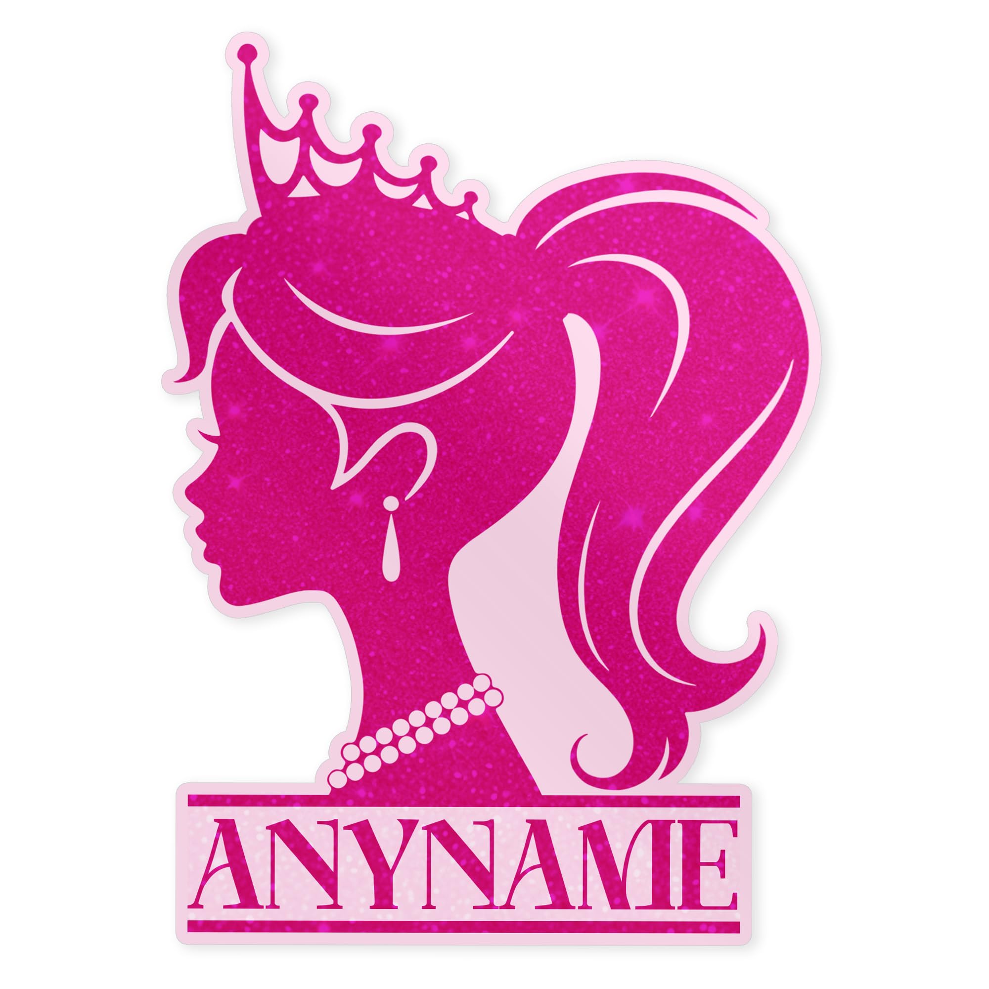(New Update) Custom Name Sticker Personalized Pink Queen Princess Name Stickers Cute Waterproof Vinyl Sticker for Laptop, Water Bottles, Phone, Kindle