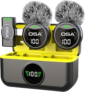 OSA Lavalier Microphone for iPhone15/16 and Android, USB-C Mini Plug Mic Wireless, 40-Hour Battery for Video Recording, Interviews, Podcasts, YouTube, Vlog