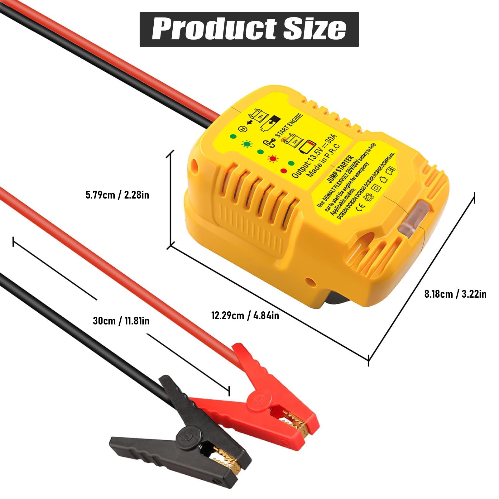 Chargeur de Remplacement de Batterie 20 V, Adaptateur de Démarreur de Voiture 12 V avec Câbles de Démarrage de Batterie, Mini Chargeur Rapide Portable pour Batterie 20 V/60V