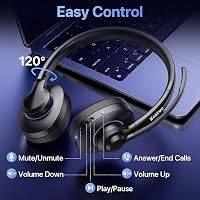 Weatwo Bluetooth Headset CVC8.0 Zajszűrő Dupla Mikrofonnal, 30+ Óra Beszédidő, Vezeték Nélküli Fülhallgató PC Mobil Irodai Használatra 8