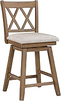 Vista 33 de Home Brookline Swivel Bar Stool Chair with 360° Turn Mechanism, Rustic Farmhouse Stools for Kitchen Counter with Cushion, 24" Seat Height, Black