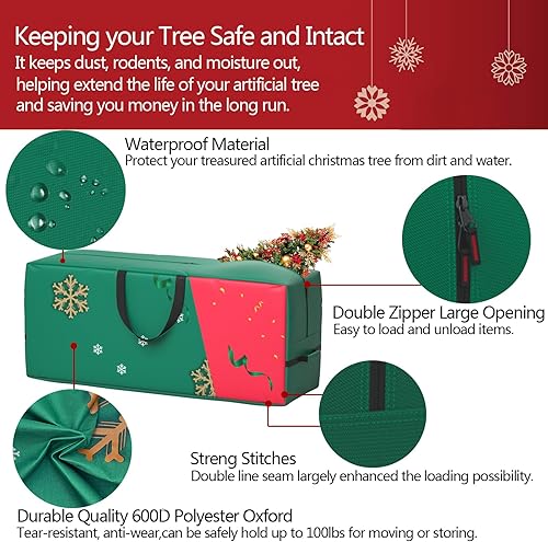 Miniatura 3 de Nueva actualización bolsa de almacenamiento para árbol de Navidad, bolsas para árbol de Navidad de 7.5 pies, poliéster Oxford 600D resistente con