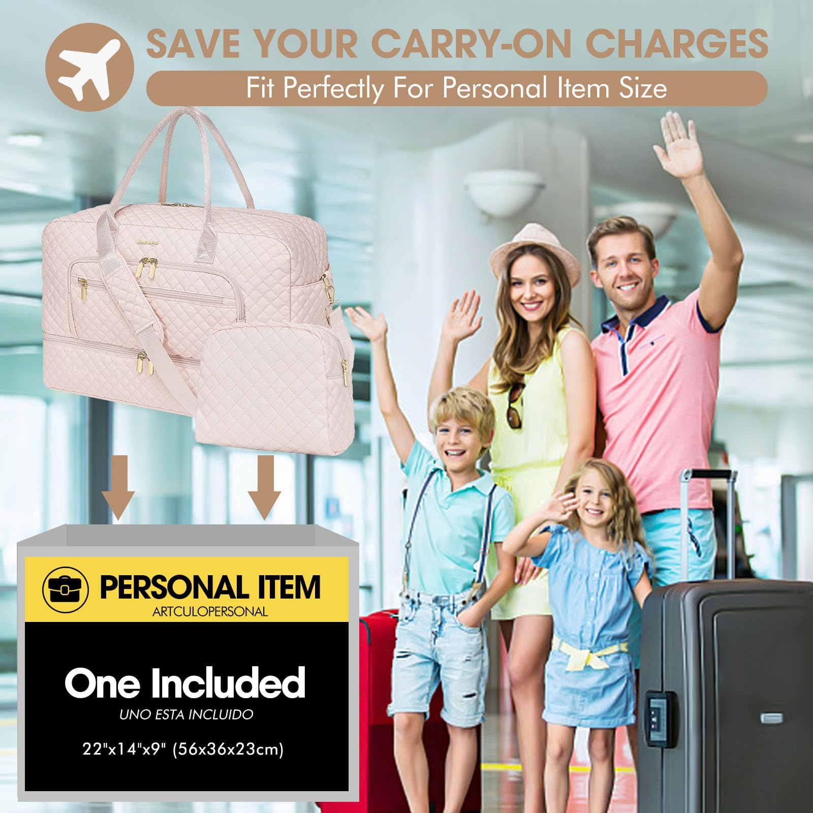 Large Travel Duffle Bags for Women: Weekender Bag with Shoe Compartment view 7