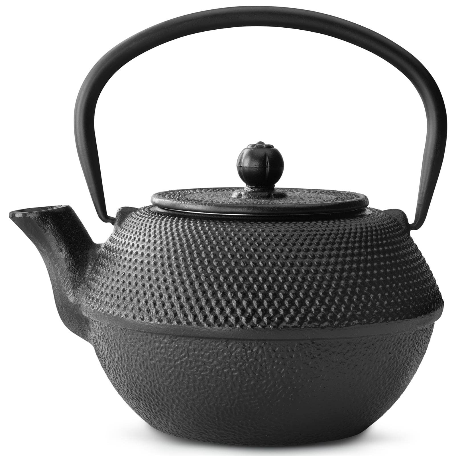 Bredemeijer Teekanne asiatisch Gusseisen Set 1.1 Liter - schwarze Gusskanne mit Henkel & Edelstahl Tee-Filter Sieb-Einsatz für losen Tee & gusseisernen Stövchen & Deckelheber