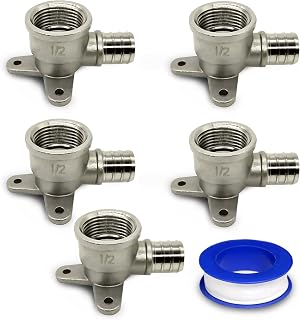 CMI Inc - 1/2" Stainless Steel PEX Drop Ear Elbow | Female Threaded 90° Plumbing Fitting | Lead-Free for Shower Heads, Water Lines, Expansion Systems, Hot & Cold Water, CPVC, PVC, and more - 5 Pack